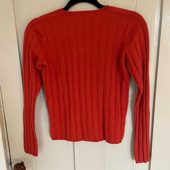 Everlane Vibrant Orange Red Ribbed Sweater Wool Comfy Stretchy NWOT Cute - Picture 12 of 14